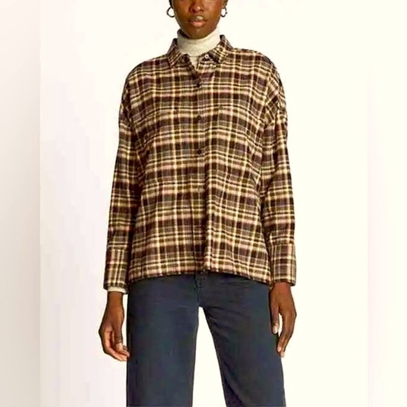 NWT Everlane Boxy Button-Down Plaid Soft Flannel Shirt, Oversized, Size Small - Picture 2 of 16